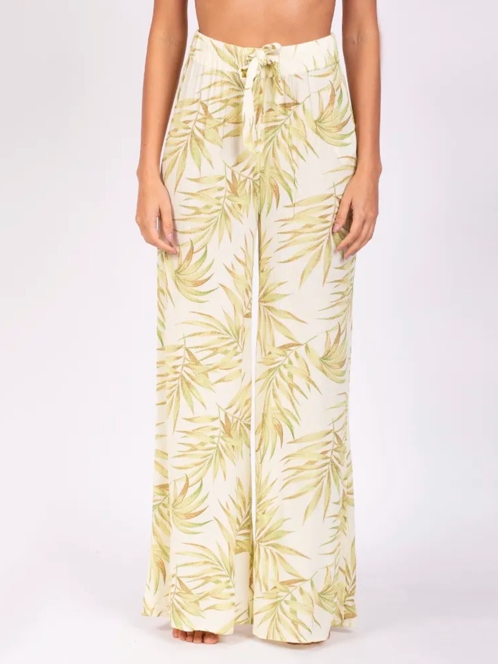 🏝️ Rip Curl Montego Palm Wide Leg Pants Tropical Green Palm Print Loose Lounge